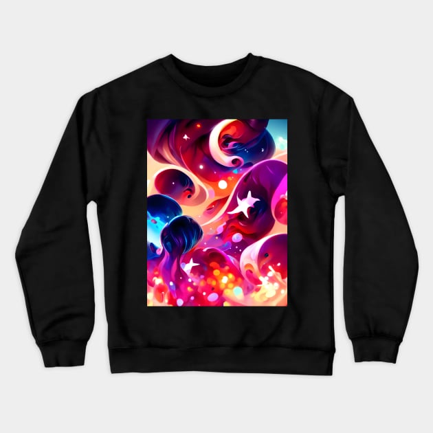 Sea of Stars Fluid Abstract Pattern Crewneck Sweatshirt by nelloryn